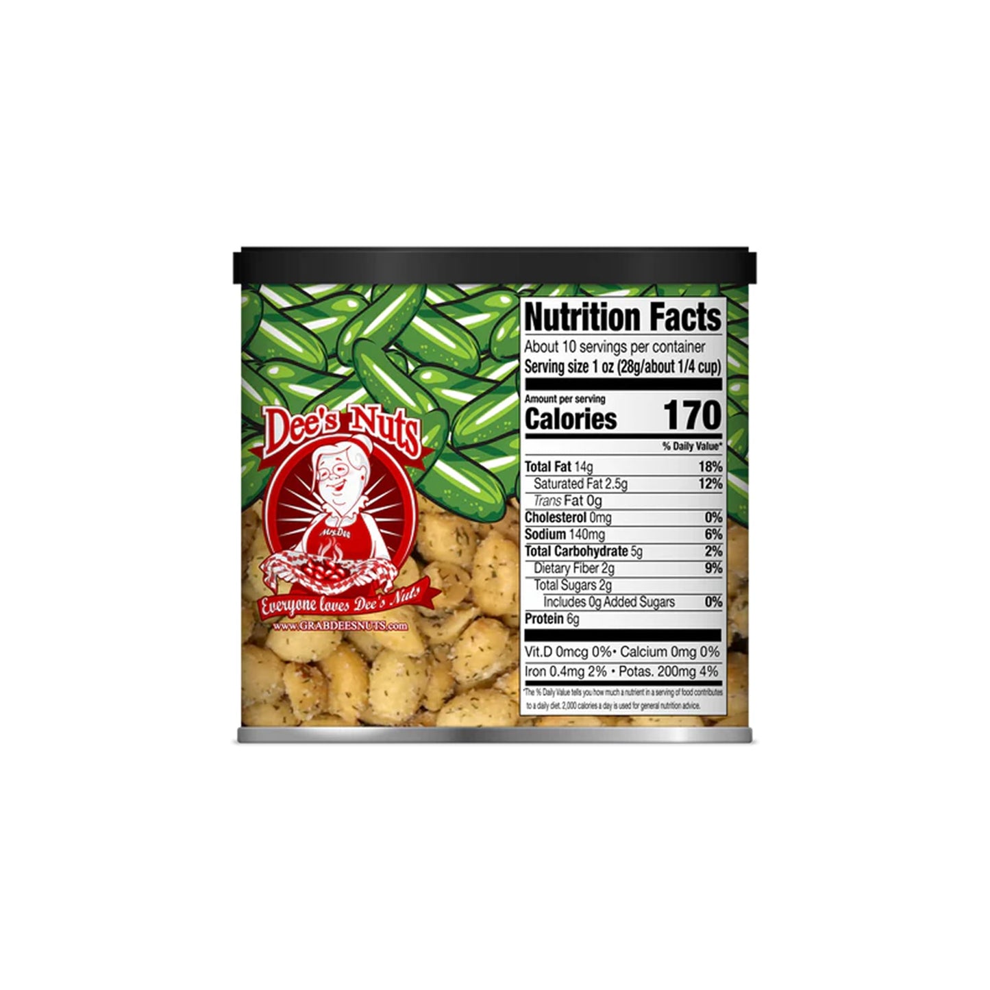 Dees Nuts Dill Pickle Peanuts – Crunchy Gourmet Snack, 10 Ounce, High-Protein, Keto-Friendly