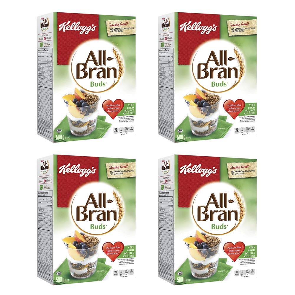 Kellogg's All Bran Buds Cereal 500g/17.6oz, 4-Pack (Imported from Canada)