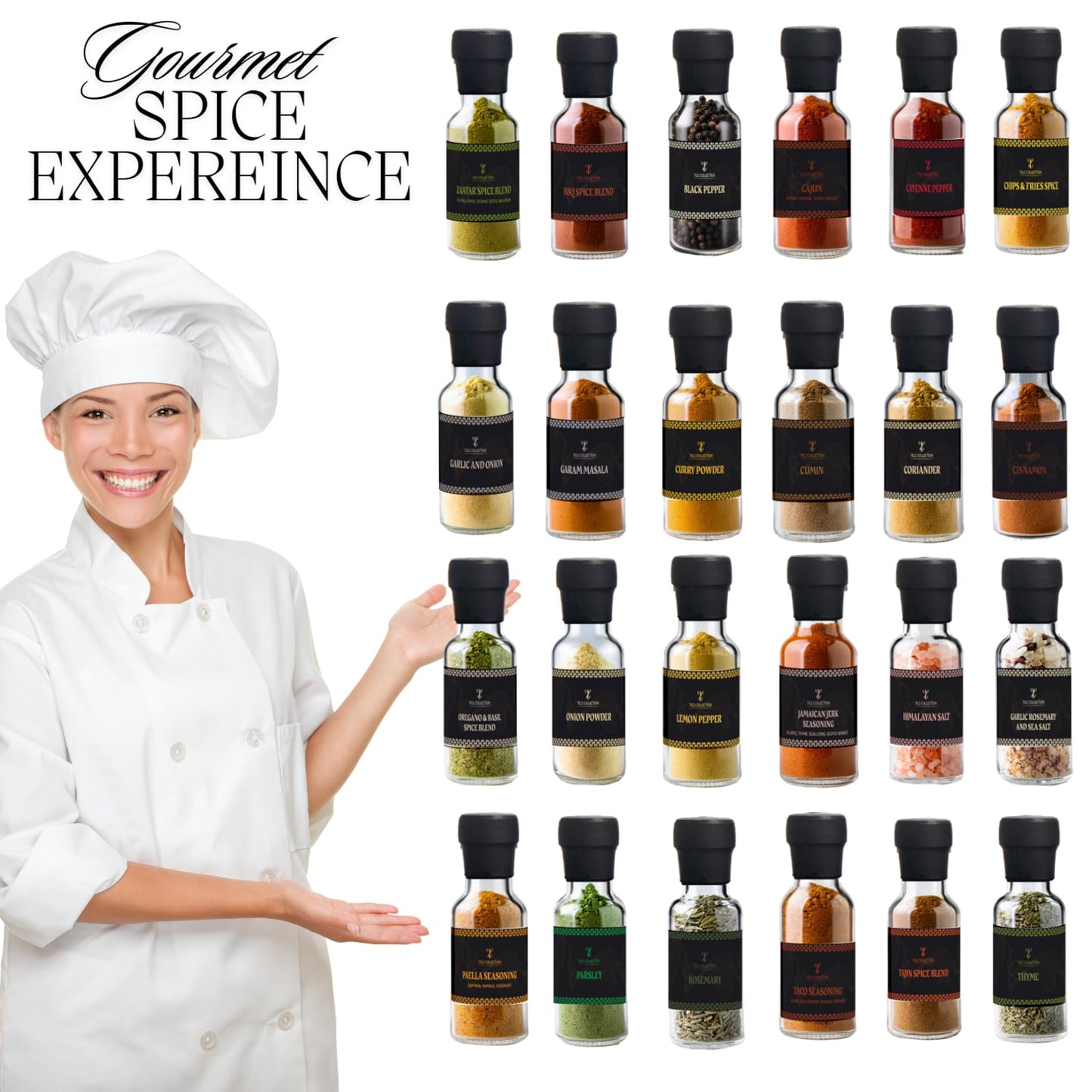 TILZ COLLECTION Spice Gift Set - 24 Gourmet Spices, All Purpose Seasoning, 10 Ounce