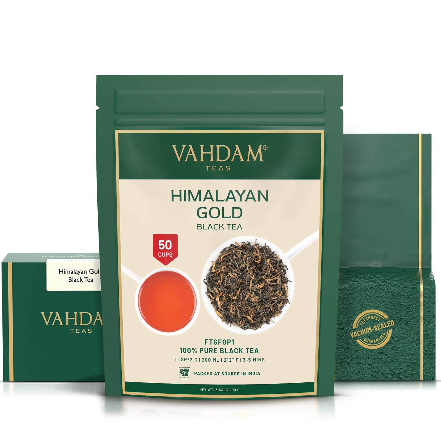 Vahdam, Himalayan Gold Black Tea (50 Cups/3.53Oz) Pure Black Tea Leaves With Golden Tips | Robust, Rich & Flavory Loose Tea | Un