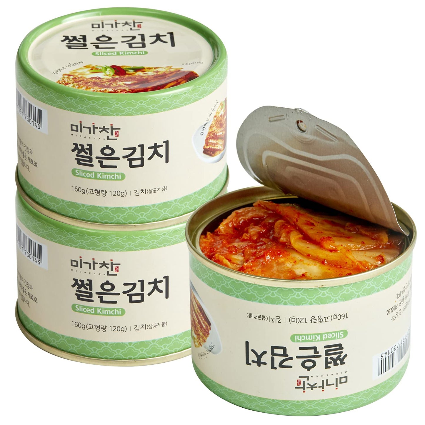 Korean Canned Napa Cabbage Kimchi, Sliced Kimchi, 5.64Oz(160G), Pack Of 3, Korean Traditional Kimchi Flavor Can, Vegan, Rich In