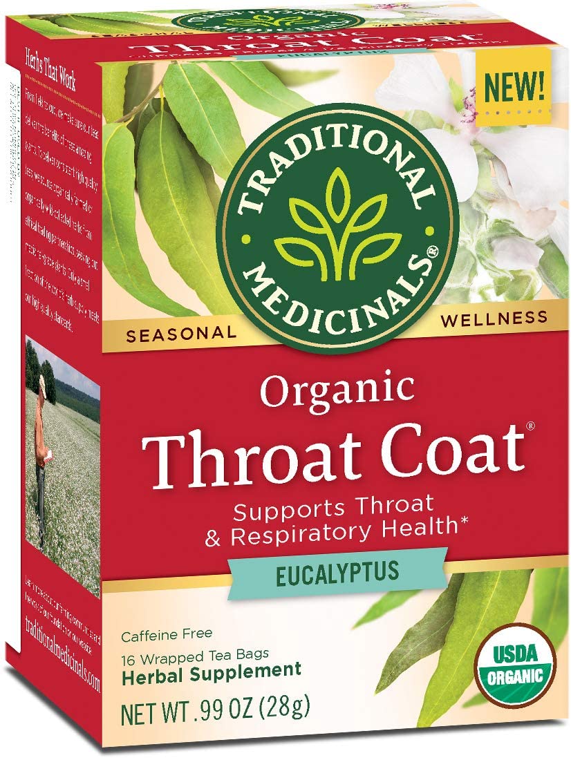Traditional Medicinals Tea  Organic Throat Coat Eucalyptus  Throat and Respiratory Support  96 Tea Bags (6 Pack)