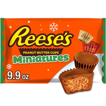 REESE'S Miniatures Milk Chocolate Peanut Butter Cups, Christmas Stocking Stuffer Candy Bag, 9.9 oz