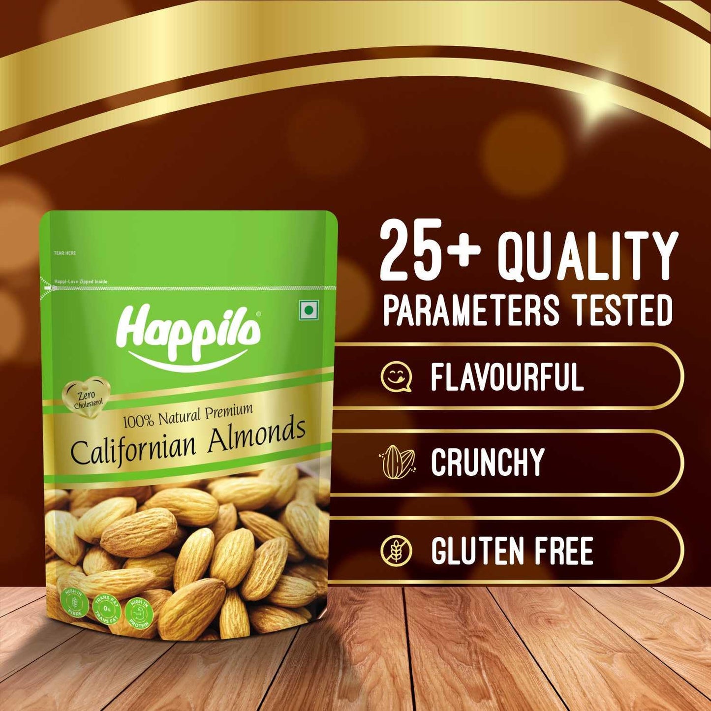 Happilo 100% Natural Premium Californian Almonds Value Pack Pouch, 500 G