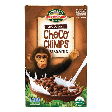 EnviroKidz Organic Choco Chimps Cereal, 10 oz (Pack of 1), Chocolate, Gluten Free, Non-GMO, Fair Trade, by Natures Path