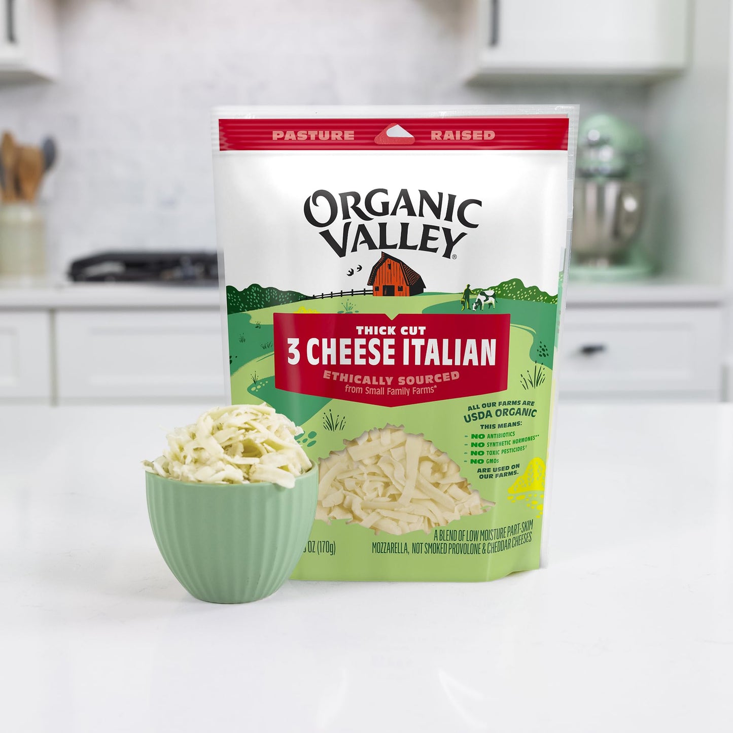 Organic Valley 3 Cheese Organic Thick Cut Shredded Italian Cheese Blend