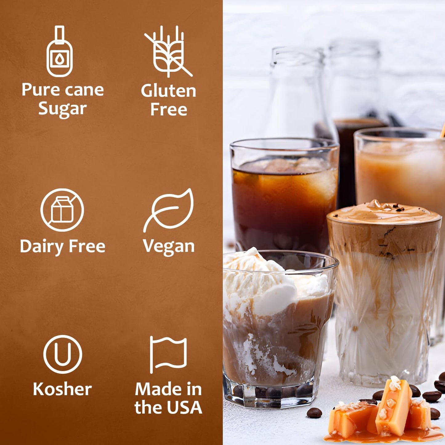 Syruvia Salted Caramel Syrup - Salted Caramel Coffee Syrup Flavor, 25.4 Fl Oz, Kosher, Gluten Free, Perfect For Coffee, Drinks,