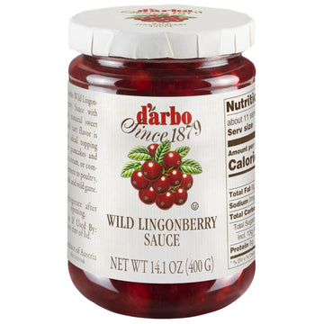 D'Arbo Premium Wild Lingonberry Sauce 14.1 oz (Pack of 6) | Made with only the finest Wild Lingonberries | 60% Fruit Content | D