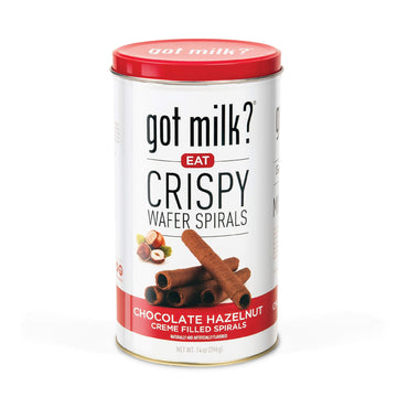 got milk? Wafer Spirals, Chocolate Hazelnut, 14 Oz. Tin with 36 Rolls, Delicious Rolled Wafer Rolls with Filling, Hazelnut Wafer