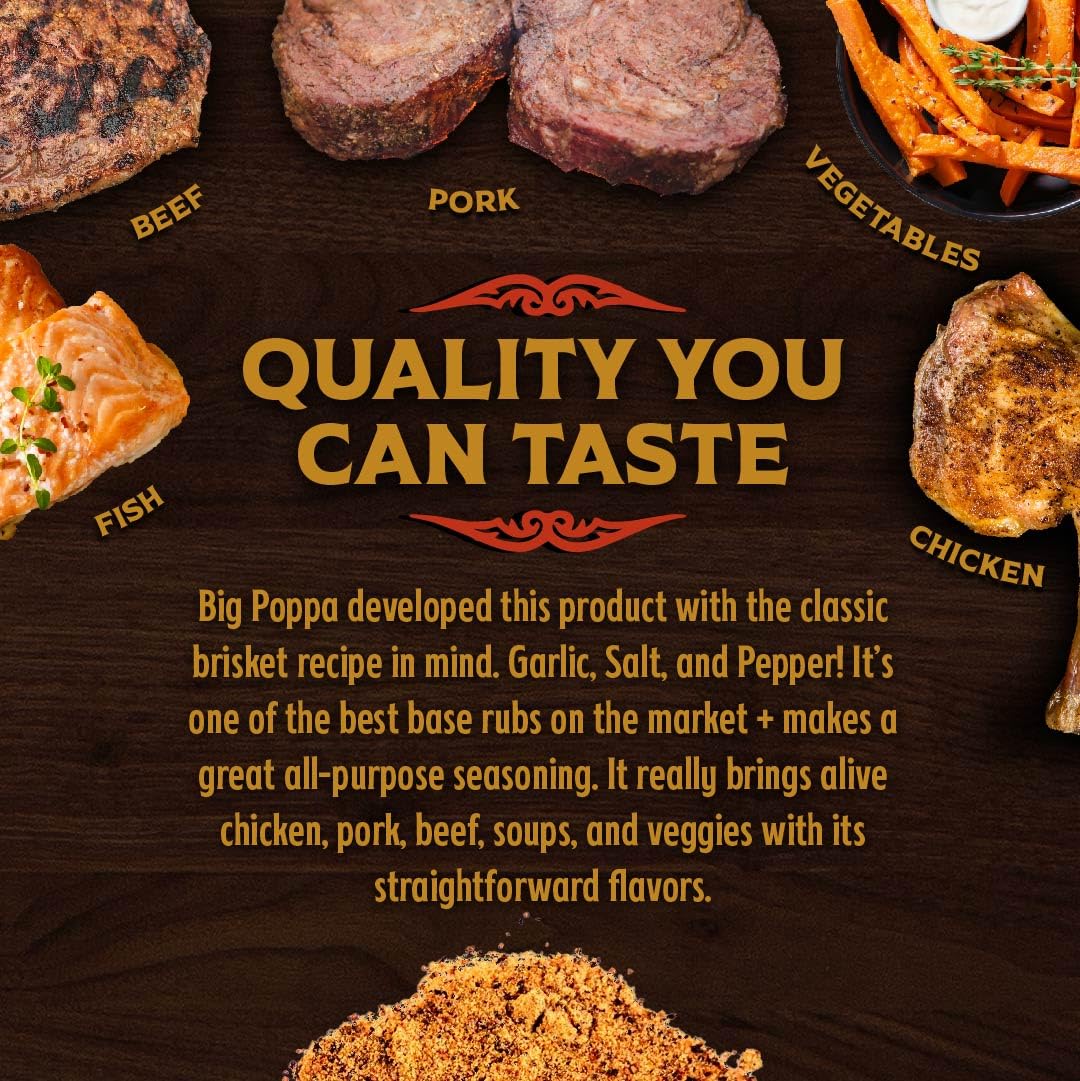 Big Poppa'S Little Louies Garlic Salt With Black Pepper - Gluten-Free All Purpose Seasoning - Ideal As Beef, Chicken, And Even V