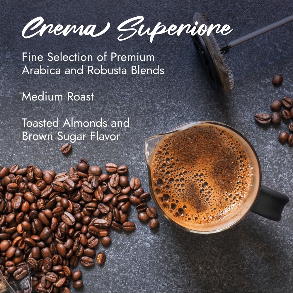 Caff Borbone Medium Roast Whole Bean Coffee - Crema Superiore - Premium Selection Of Arabica And Robusta Coffee Beans With Toast