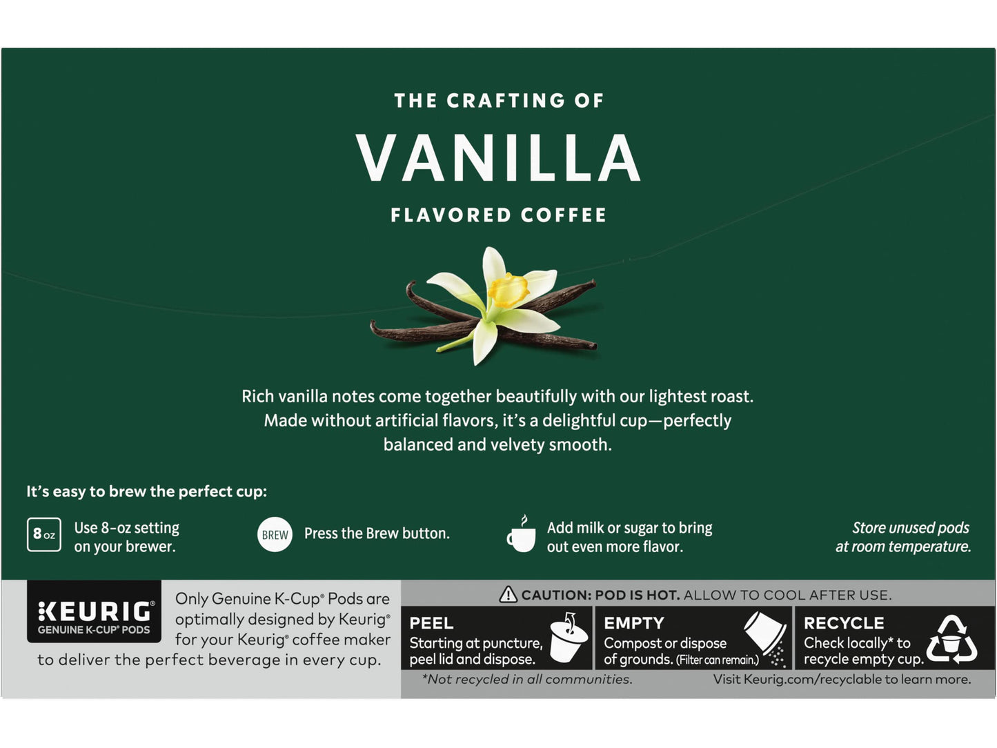 Starbucks Flavored Coffee K-Cup Pods, Vanilla Flavored Coffee, Made Without Artificial Flavors, Keurig Genuine K-Cup Pods, 10 Ct