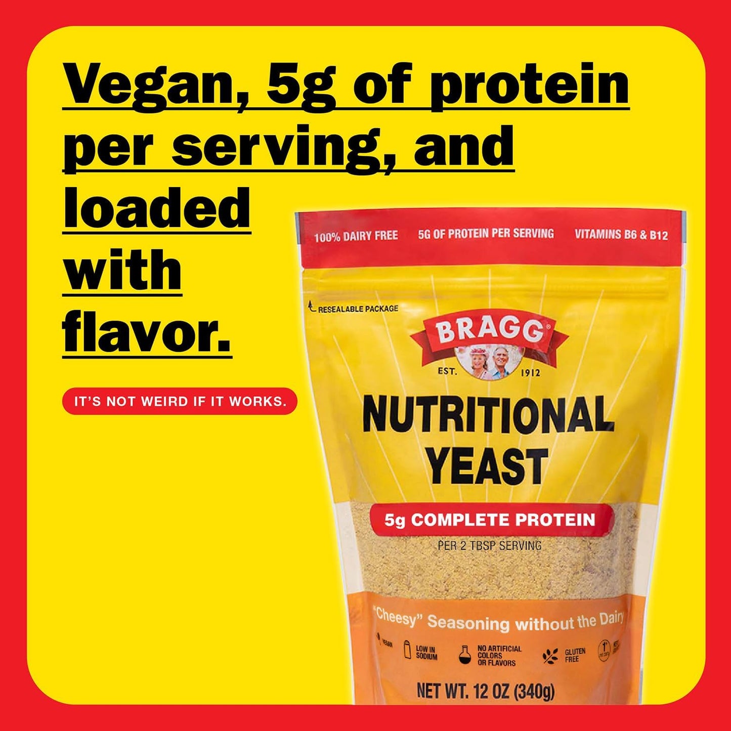 Bragg Nutritional Yeast Seasoning - Vegan, Gluten Free, 24 Ounce (Pack of 1)