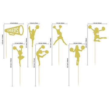 Gyufise 28 Pack Cheerleader Cupcake Toppers Gold Glitter Cheerleading Gymnastics Cupcake Picks Cheer Team Cake Decorations Gymna