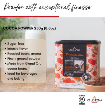 Valrhona Dutch Processed French Cocoa Powder. Chef’S Choice Cocoa Powder. Warm, Red Color, Pure, Dark, Intense Flavor. Poudre De Cacao. Great For Desserts And Hot Chocolate. Kosher. 250G (Pack Of 1)