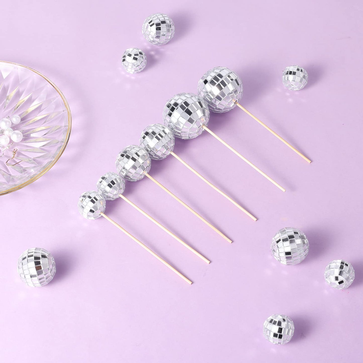 30 Pieces Disco Ball Cupcake Toppers Mini Disco Ball Picks Disco Theme Cake Toppers For Cake Decorations Cupcake Decor Dessert A