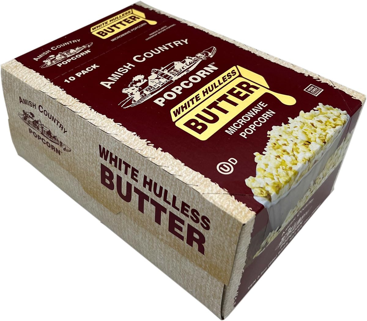 Amish Country Popcorn Old Fashioned Microwave Popcorn 10 Pack Medium White Non-GMO Gluten Free Kosher 0.35 Ounce Each