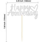 Gyufise 1Pc Happy Anniversary Cake Topper Anniversary Cake Decorations Silver Glitter Wedding Anniversary Cake Topper Supplies P