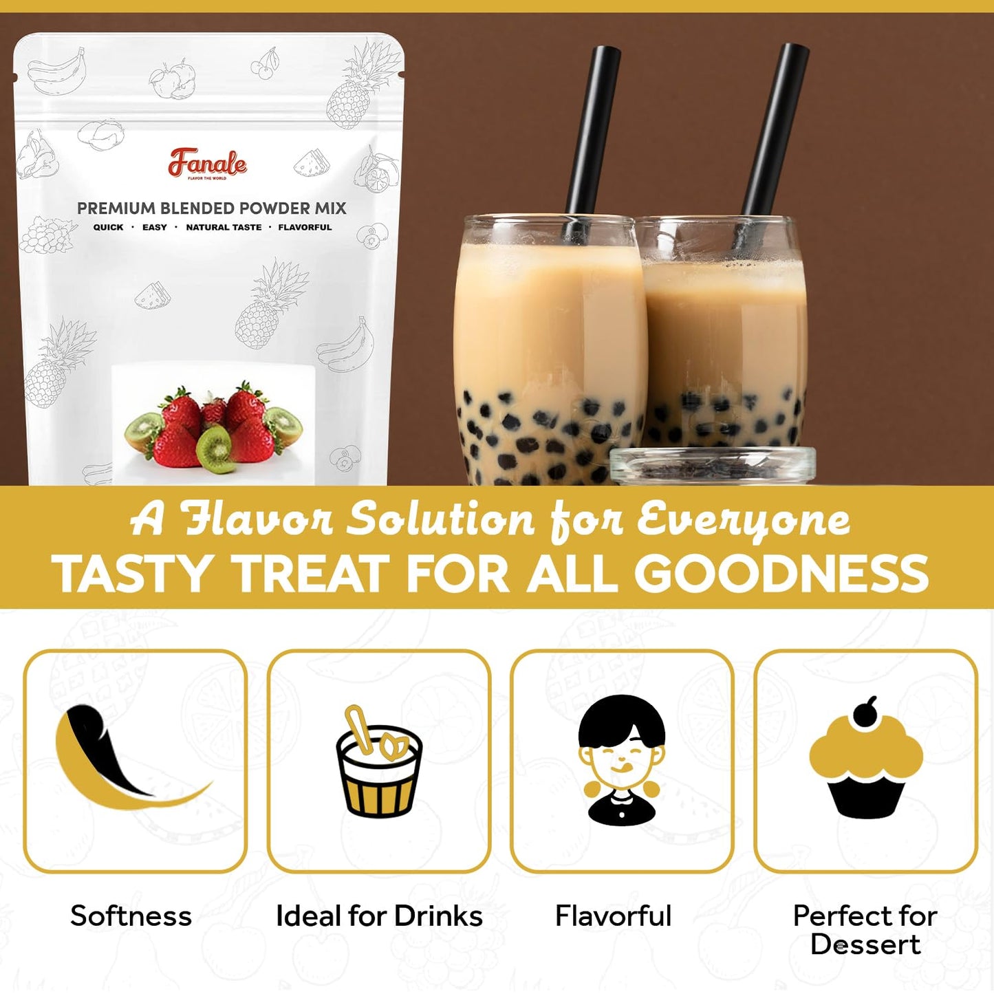 Fanale Lavender Bubble Tea Flavoring Powder - 2.2 Pounds, Ideal for Baking, Smoothies, Desserts, and Drinks
