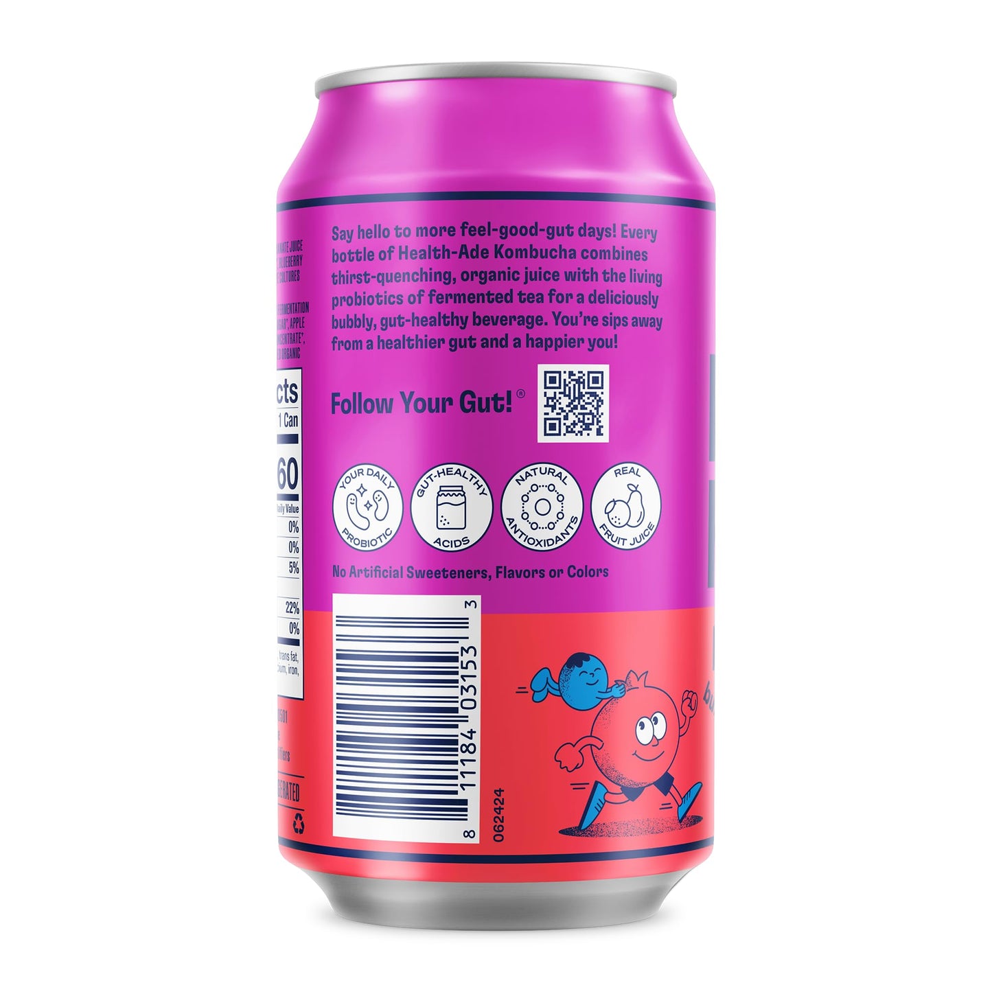 Health-Ade Pomegranate Blueberry Kombucha, Organic Drink, 12-Pack (11.5 Fl Oz Cans) - Fermented Tea With Probiotics, Detoxifying