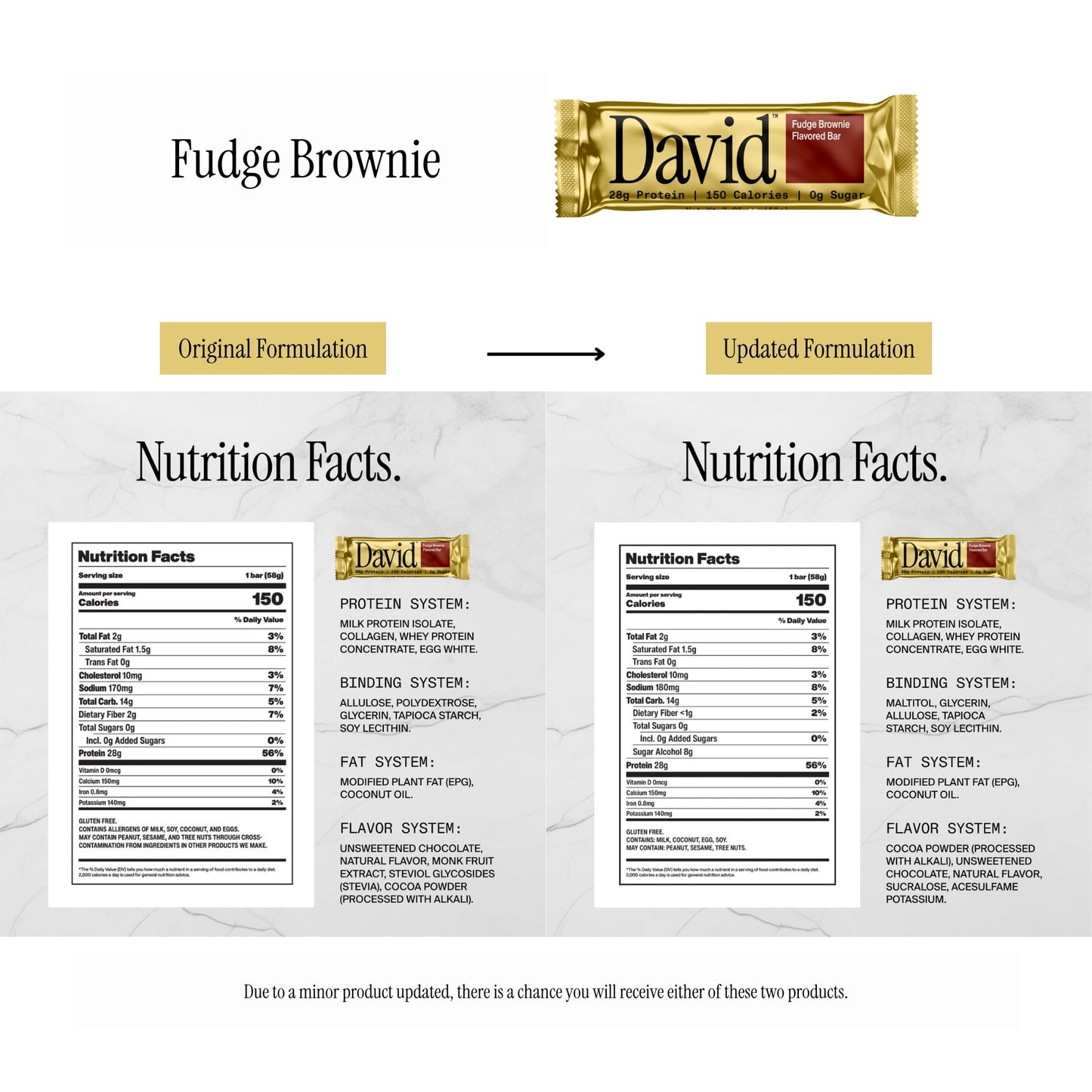 David High Protein Bars - Sugar Free, Low Carb, 28g Protein, Fudge Brownie Flavor, 150 Calories, Pack of 12