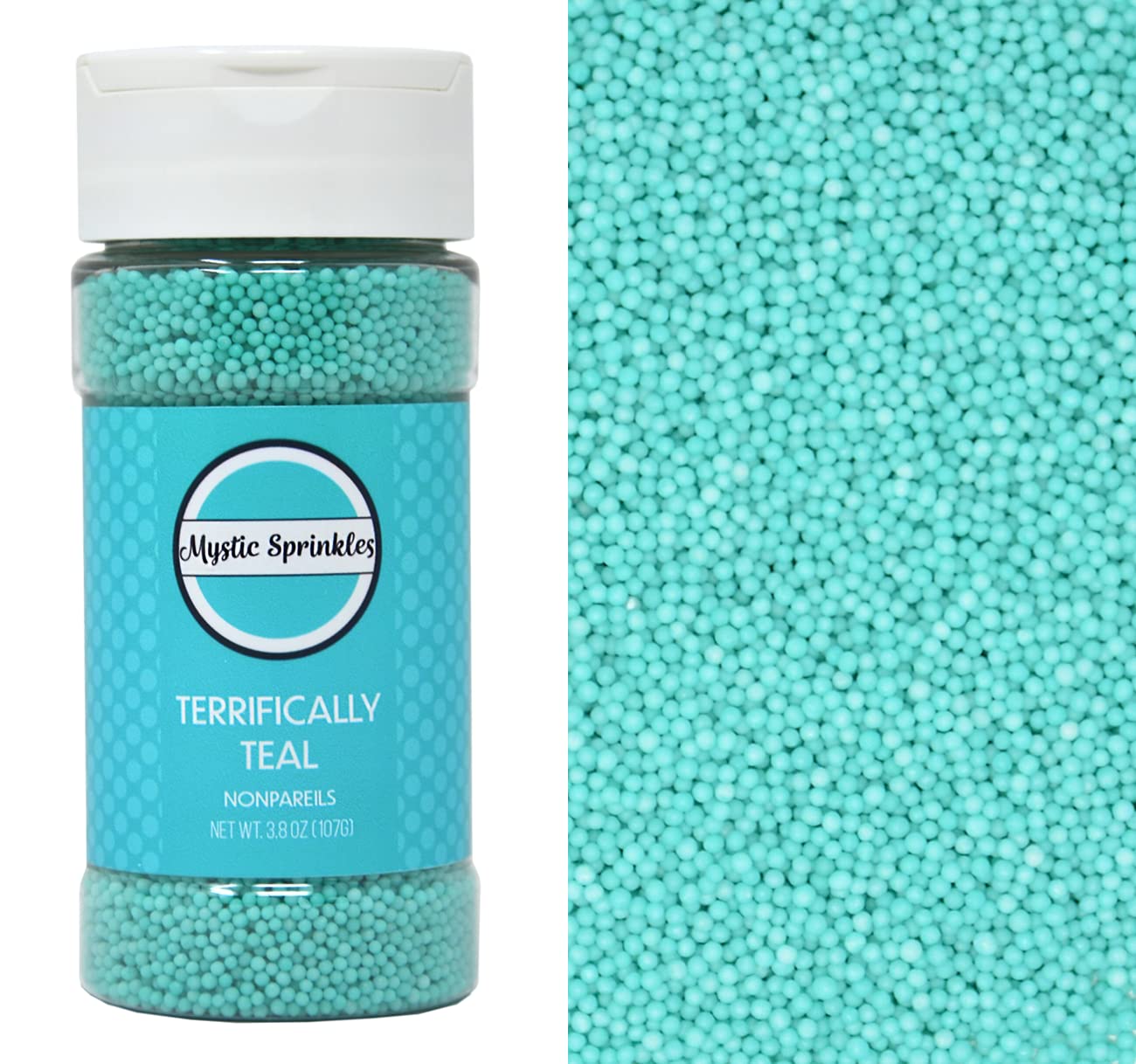 Mystic Sprinkles Solid Color Nonpareils 3.8Oz Bottle (Terrifically Teal)