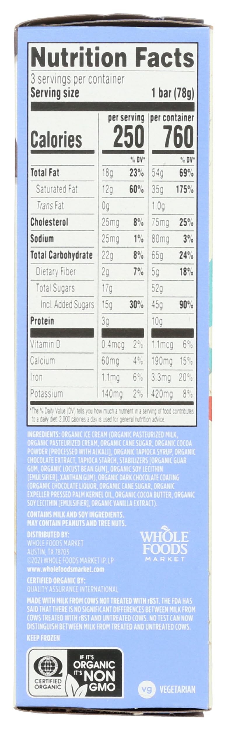 365 by Whole Foods Market Organic Double Chocolate Ice Cream Bar, 9 FZ