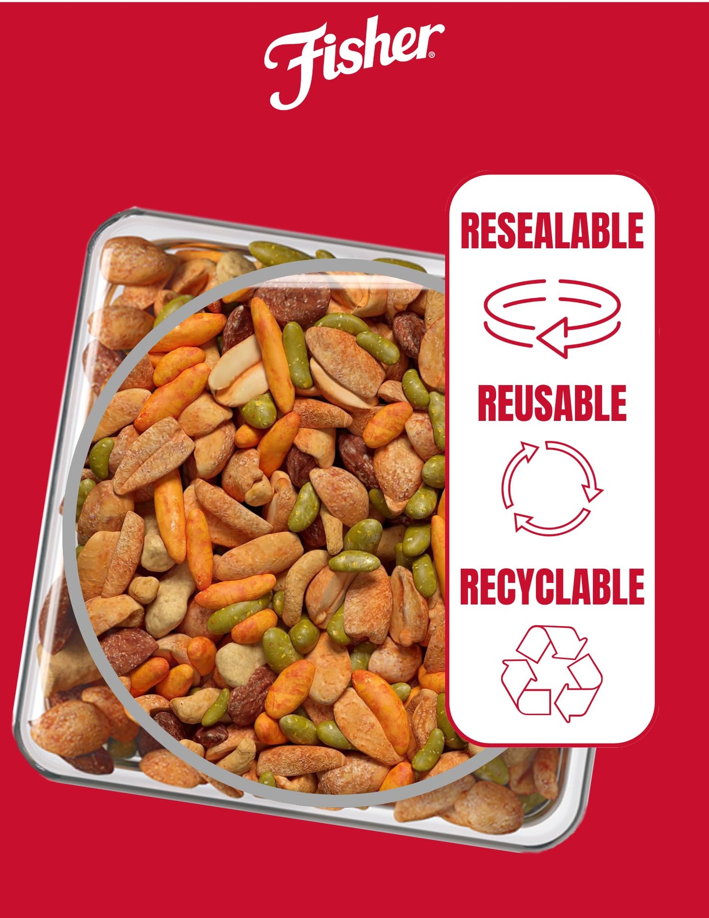 Fisher Snack Tex Mex Bulk Trail Mix, 30 oz (Pack of 1); Hot & Spicy Peanuts, Almonds, Salsa Corn Sticks, Sesame Sticks, Chili Bi