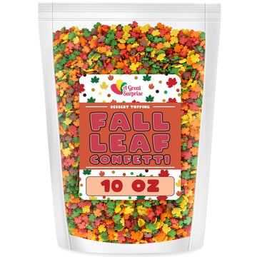 Autumn Leaf Confetti Sprinkles - 10 Oz Bulk - Thanksgiving Jimmies - Fall Leaves For Cake Cupcake Cookie Decorating - Harvest Decorating - Dessert Topping