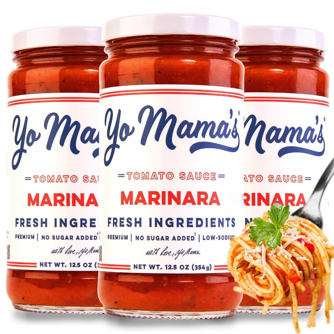 Yo Mamas Keto Marinara Pasta Sauce - Low Carb, No Sugar Added - 3 Pack of 12.5 Ounce Jars - Gluten Free, Paleo Friendly