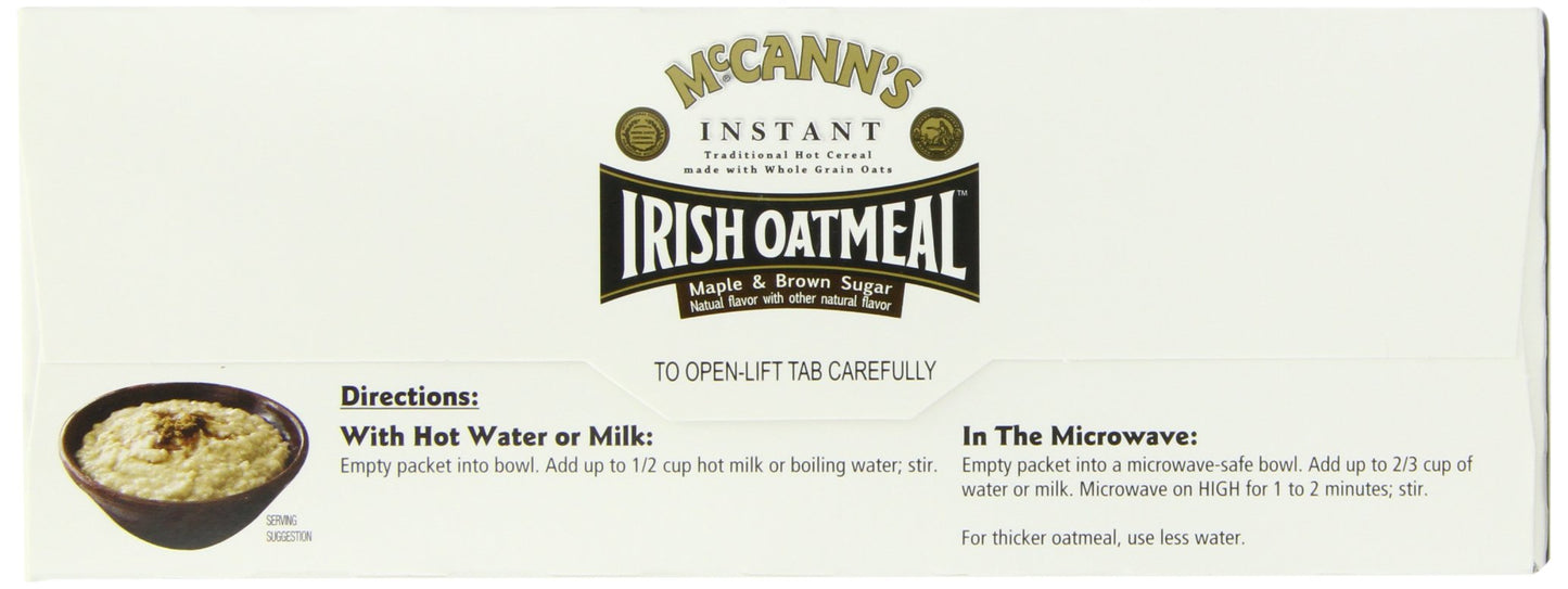 McCANNS Instant Irish Oatmeal, Maple & Brown Sugar, 10-Count Boxes (Pack of 6)