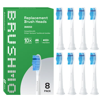 Brushmo Sensitive Replacement Toothbrush Heads Compatible With Sonicare Hx6053, 8 Pack