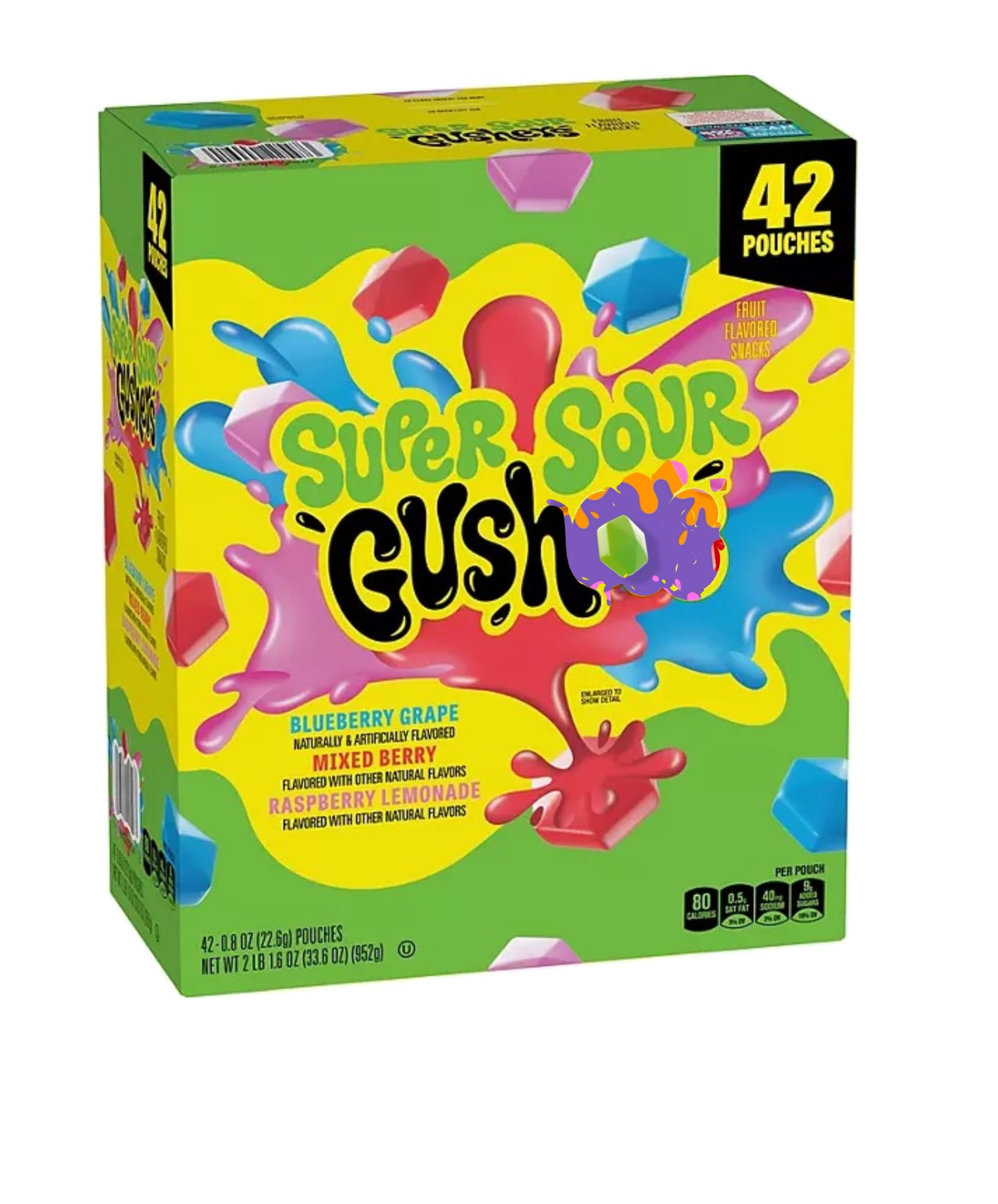 Gusher Fruit Snacks, Tropical and Strawberry Flavors, 42 Pouches, Gluten Free (Super Sour)