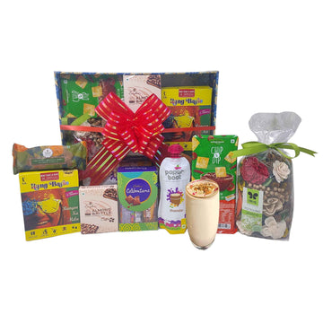 The Gift Tree Fragrance Holi Gift Hamper | Three Natural Eco Friendly Holi Color, Thandai, Almond Brittle, Chips And Chocolate |