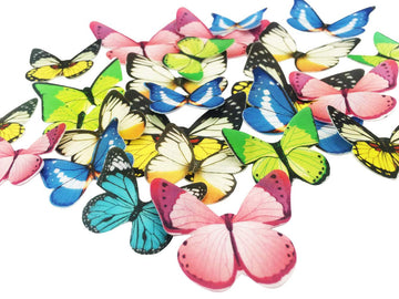 Set Of 30 Edible Cupcake Toppers Wedding Cake Birthday Party Food Decoration Mixed Size & Colour (Butterfly)