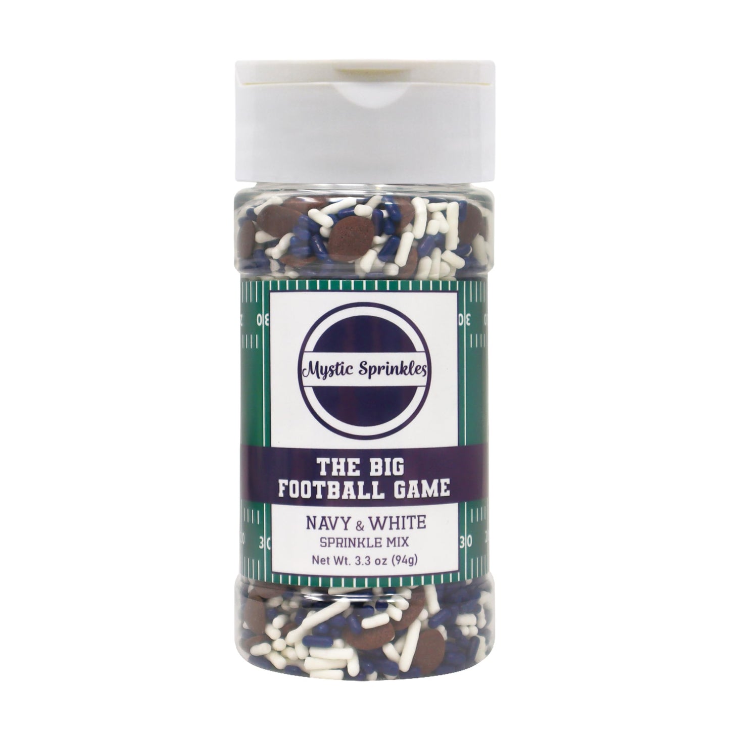 Mystic Sprinkles The Big Football Game Jimmy Mix 3Oz Bottle (Navy Blue & White Sprinkle Mix 3Oz)