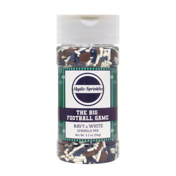 Mystic Sprinkles The Big Football Game Jimmy Mix 3Oz Bottle (Navy Blue & White Sprinkle Mix 3Oz)