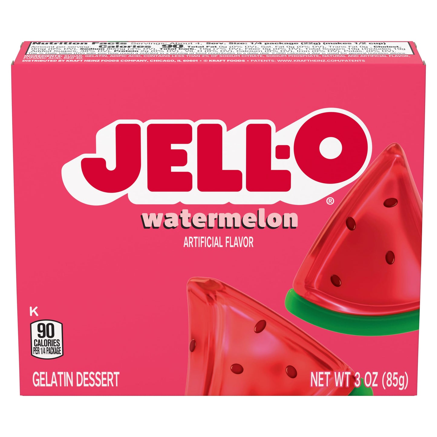 Jell-O Watermelon Flavor Gelatin Dessert, 3 Ounce Box (4-Pack)