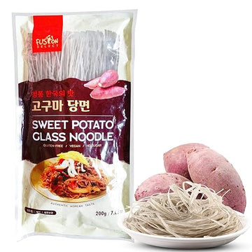 Fusion Select 1 Pack Sweet Potato Glass Noodles - Zero-Fat, Low-Calorie, No-Sodium Diet-Friendly, Gluten-Free, Vegan, Stir-Fry, Dumplings, Hot Pot - For Chinese, Korean Recipes - 7.05Oz