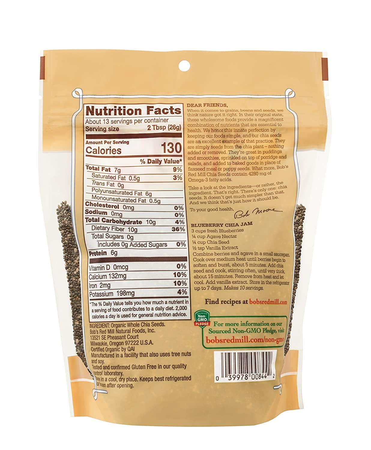 Bob s Red Mill Resealable Organic Chia Seeds 12 Ounce (Pack of 2)