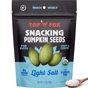 Top Fox Snacks Pumpkin Seeds to Eat (Light Salt, 3.5 oz - 6 Pack) - Gluten Free Snacks, Healthy Protein Snacks, Keto Friendly Sn