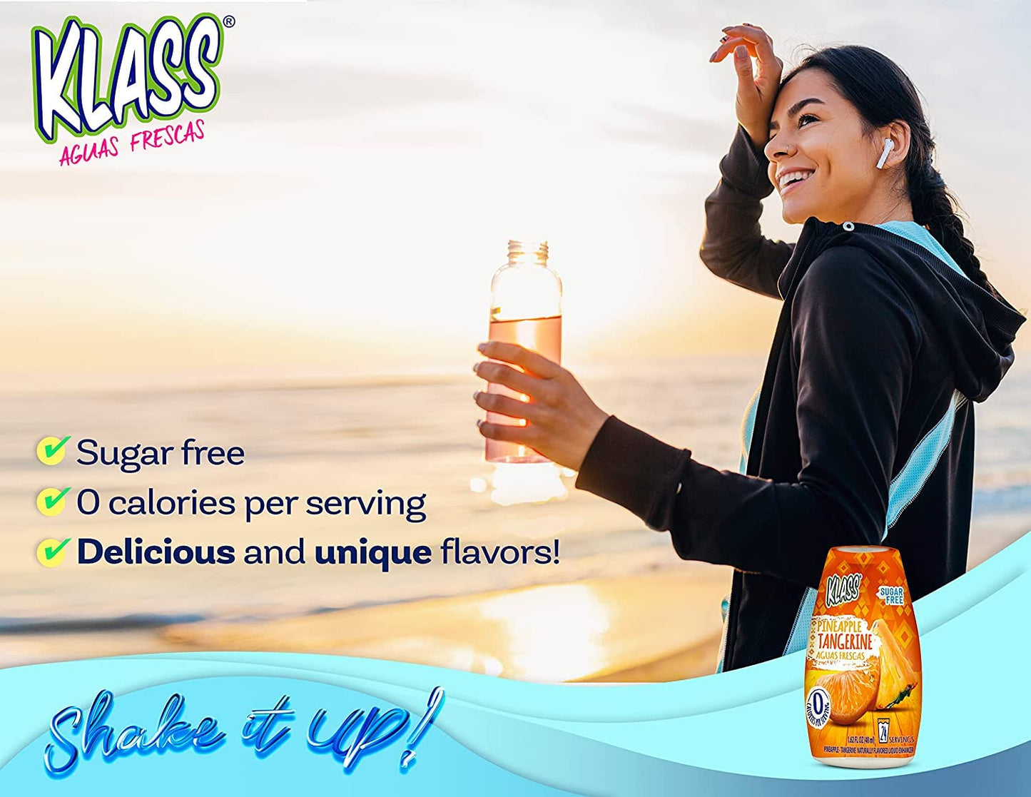 Klass Aguas Frescas | Liquid Water Enhancer | Sugar Free Naturally Flavored Pineapple Tangerine, Keto Friendly |1.62 Oz Pack of