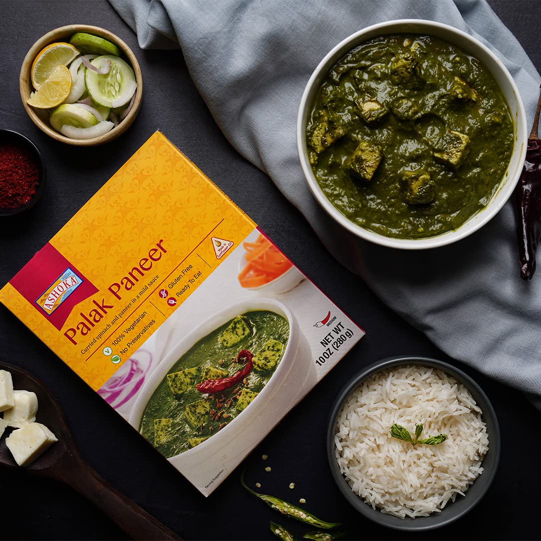 Ashoka Heat & Eat Meals 1932, All-Natural Vegetarian Meal Kit, Cheese Entrees, Kosher Certified Curry Assortment, Authentic Indi