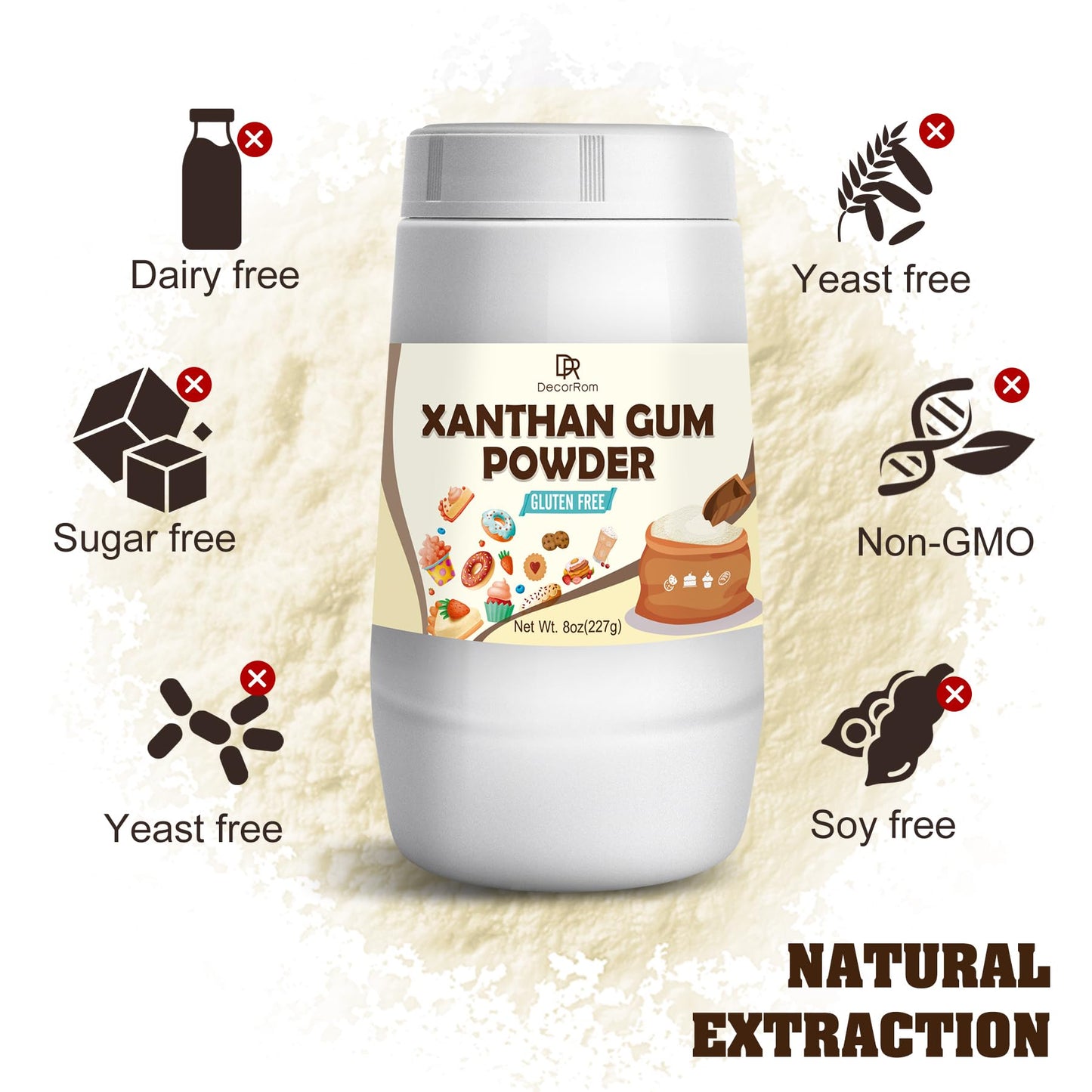 Xanthan Gum Powder 8Oz - Pure Xanthan Gum Thickener For Baking And Cooking - Gluten Free & Keto Friendly - Natural Vegan Xanthan