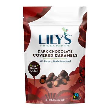 Dark Chocolate Covered Caramels By Lily'S Sweets | Made With Stevia, No Added Sugar, Low-Carb, Keto Friendly | Fair Trade, Glute