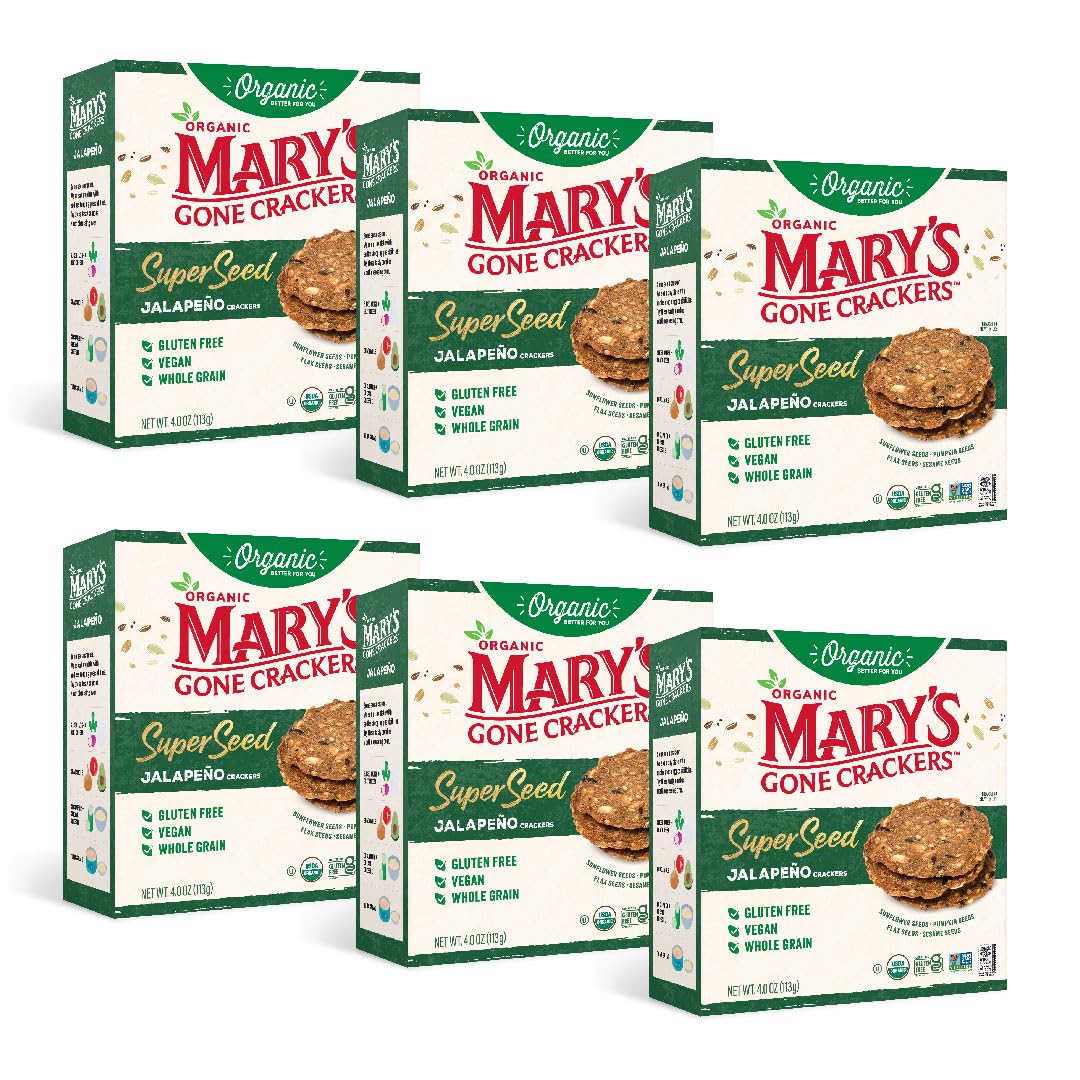 Marys Gone  Ers Super Seed Jalapeño  Ers, Vegan Friendly, Kosher, Usda Certified Organic, Gluten Free & Non-Gmo, 4 Ounce (Pack Of 6)