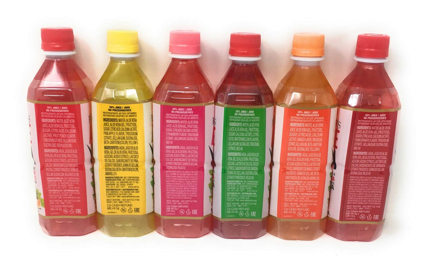 Okf Aloe Vera Drink In 16.9 Ounce Bottles (6 Flavor Variety Pack With Fruit Punch, 12 Pack)