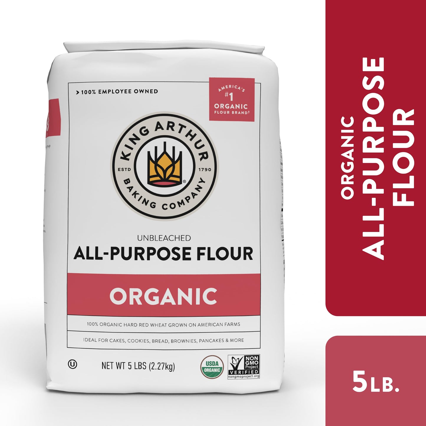 King Arthur Organic All Purpose Artisan Flour - Premium Unbleached Wheat For Baking Bread, Pizza, Cookies & More - 5 Lbs Bulk Pa