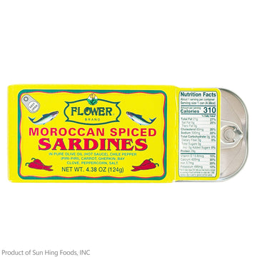 Flower Spiced Sardines in Olive Oil, High Protein, Gluten Free, 4.38 oz (Pack of 5), Model SUNHG-3