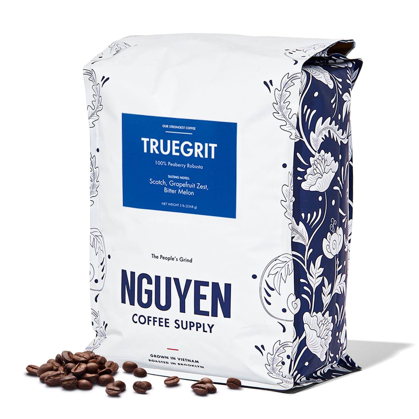 Nguyen Coffee Supply Truegrit Robusta Medium Roast Whole Coffee Beans 80 oz Single Origin Low Acid High Caffeine